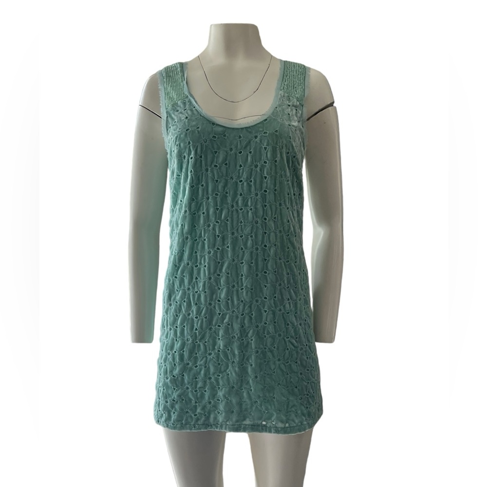 Free People Dance to Pieces Mini Dress Mint Velvet Beaded sz 0 or XS-S